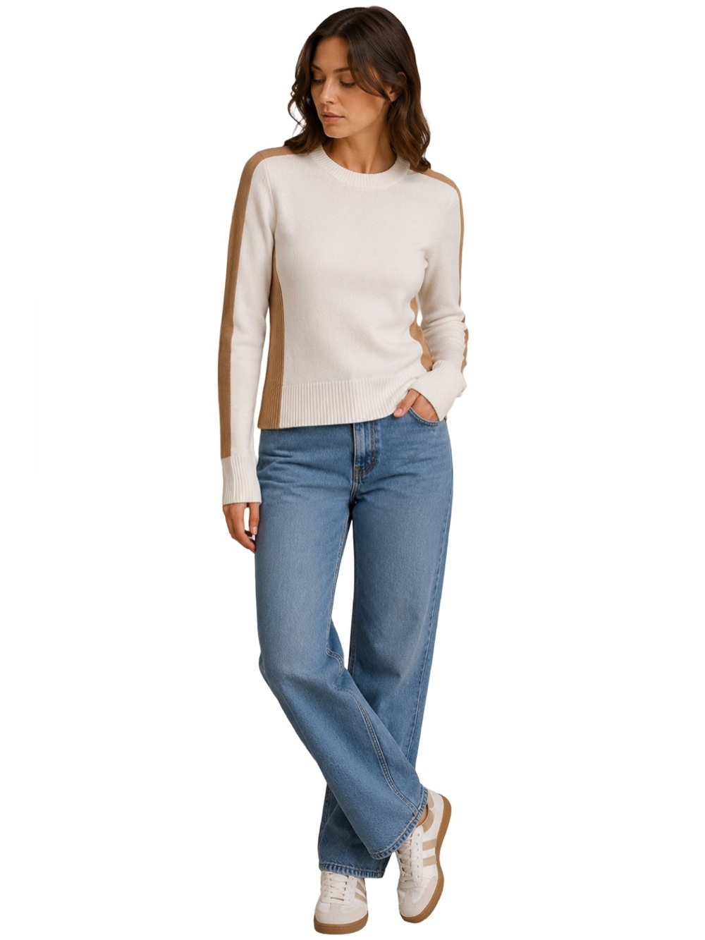 Reiss Addison Color Block Cashmere Wool Blend Sweater